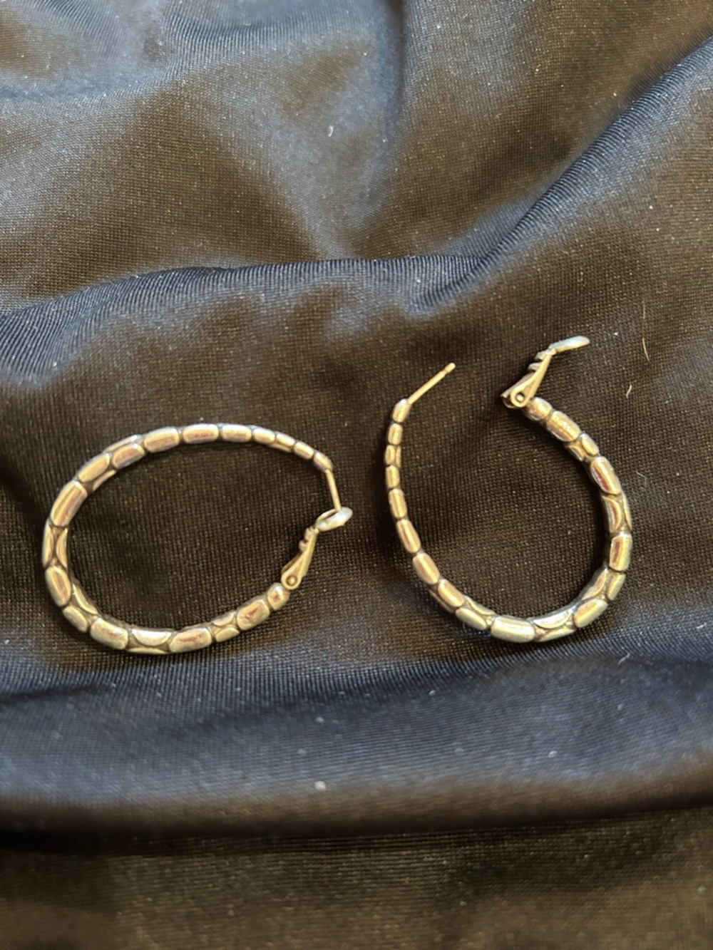 Silver-Tone Textured Hoop Earrings - Women's Jewelry